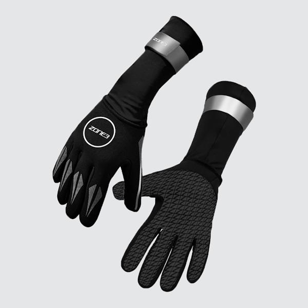 Neoprene-Swim-Gloves-Black-Sliver-Front
